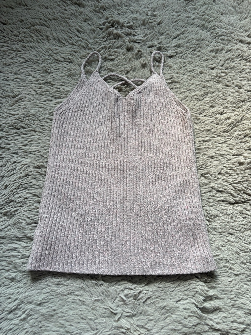 American Eagle V-Neck Strappy Knit Tank Top - Light Mauve medium - Picture 7 of 7